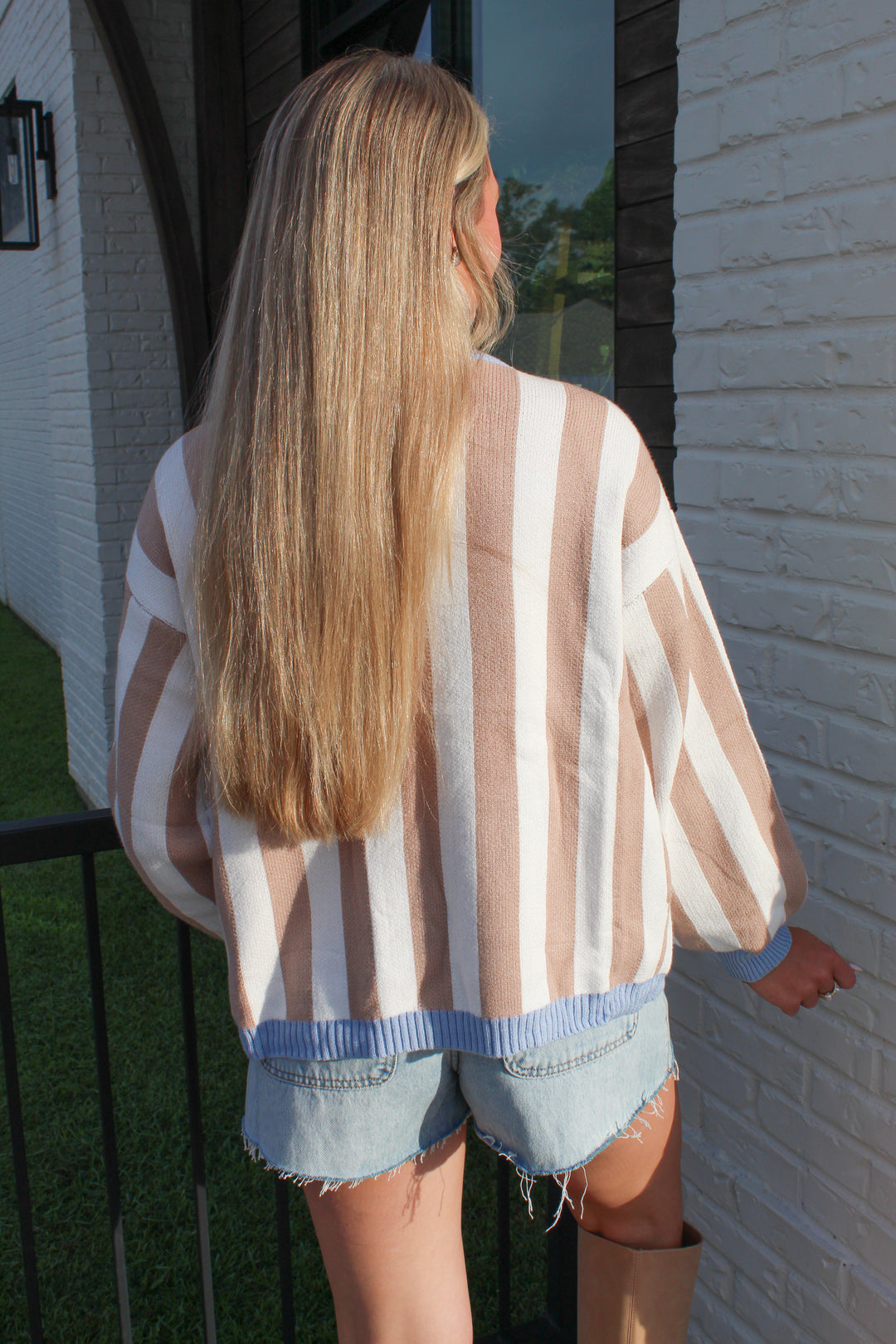 SOFT STRIPE OPEN FRONT CARDIGAN