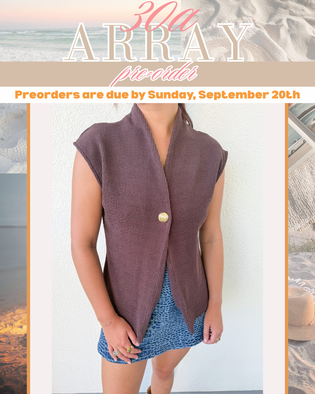 PREORDER - BROWN VEST SLEEVELESS SWEATER TOP