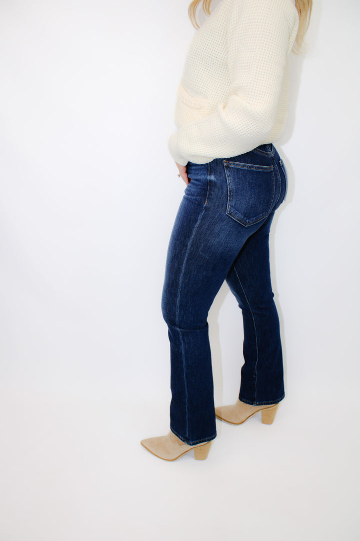 LENNON HIGH RISE CROP BOOT - DARK WASH