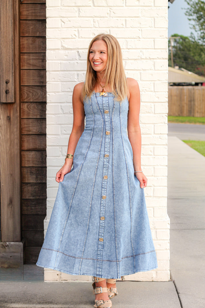 KATIE DENIM MAXI DRESS