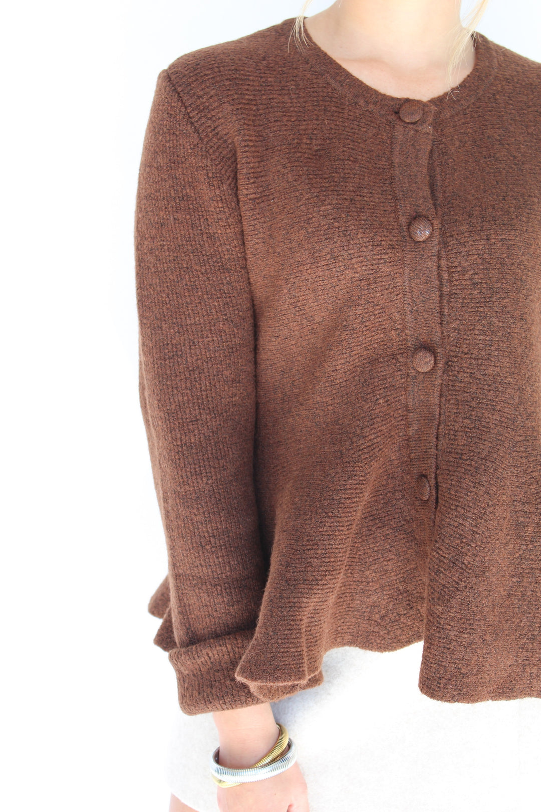 MARIELLE FLARE BOTTOM BROWN SWEATER