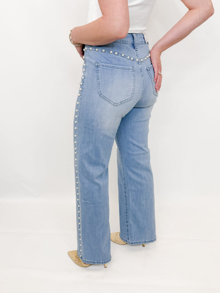 THE PEARL DETAIL WIDE LEG JEAN