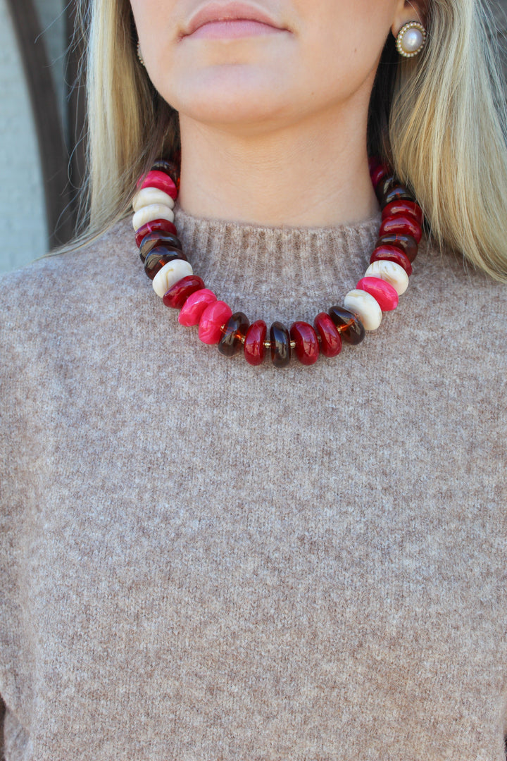 THE ICON NECKLACE - FUCHSIA/IVORY