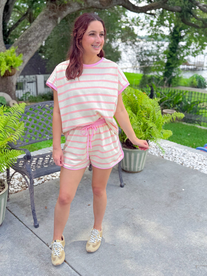 BRIGHTER DAYS STRIPED SET TOP