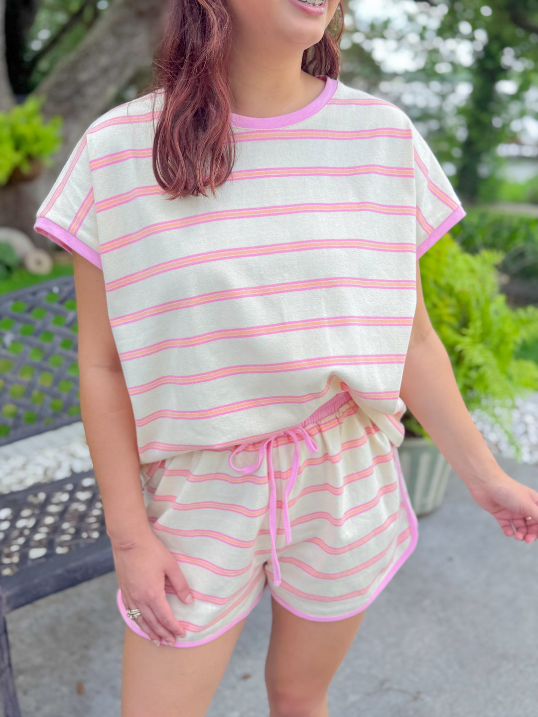 BRIGHTER DAYS STRIPED SET SHORTS