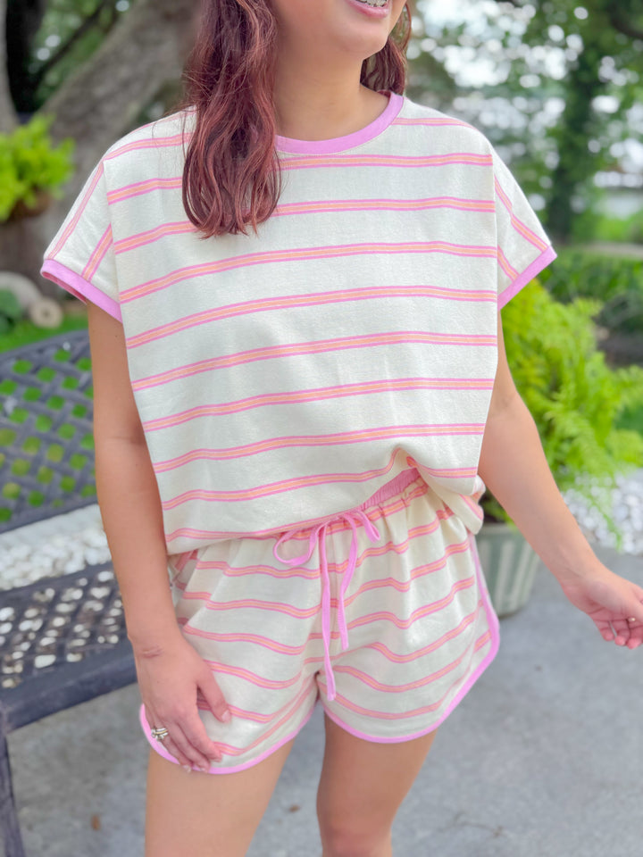BRIGHTER DAYS STRIPED SET SHORTS