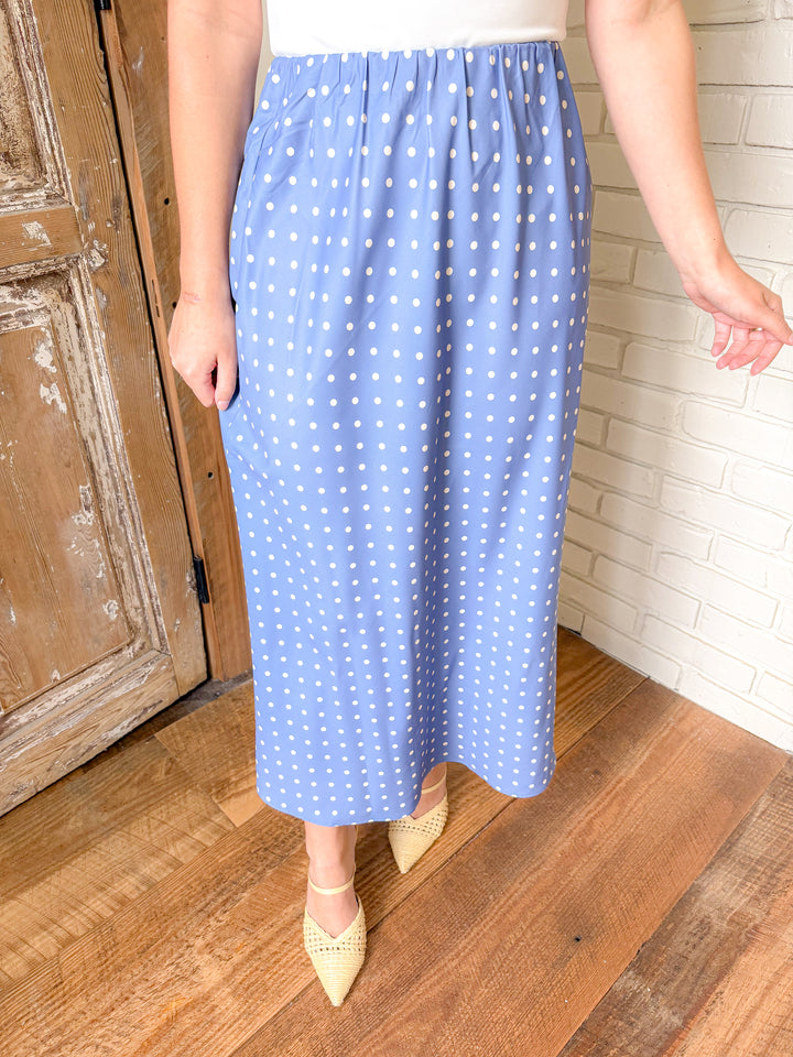 THE VIVIENNE POLKA DOT MIDI SKIRT
