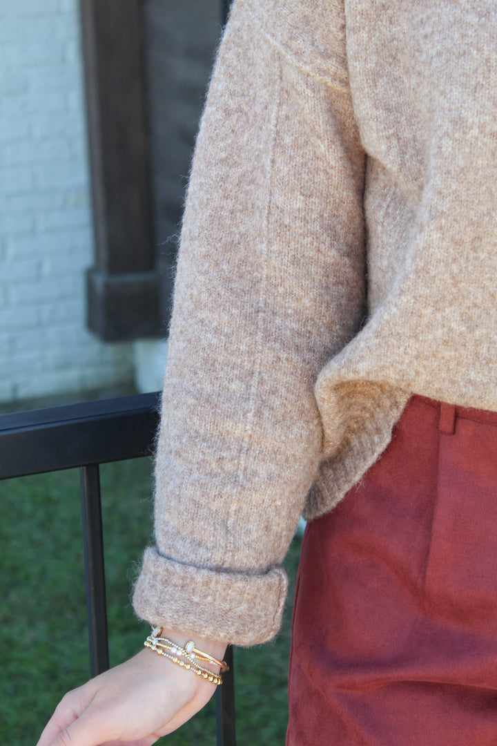 THE JUST RIGHT MOCHA MOCK NECK SWEATER