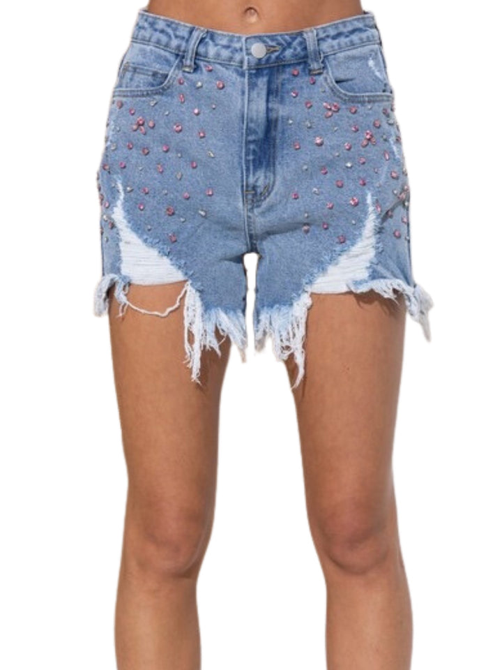 REMY RHINESTONE DENIM SHORTS