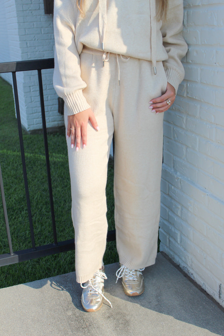 THE CAMERON OATMEAL WIDE LEG SET PANT