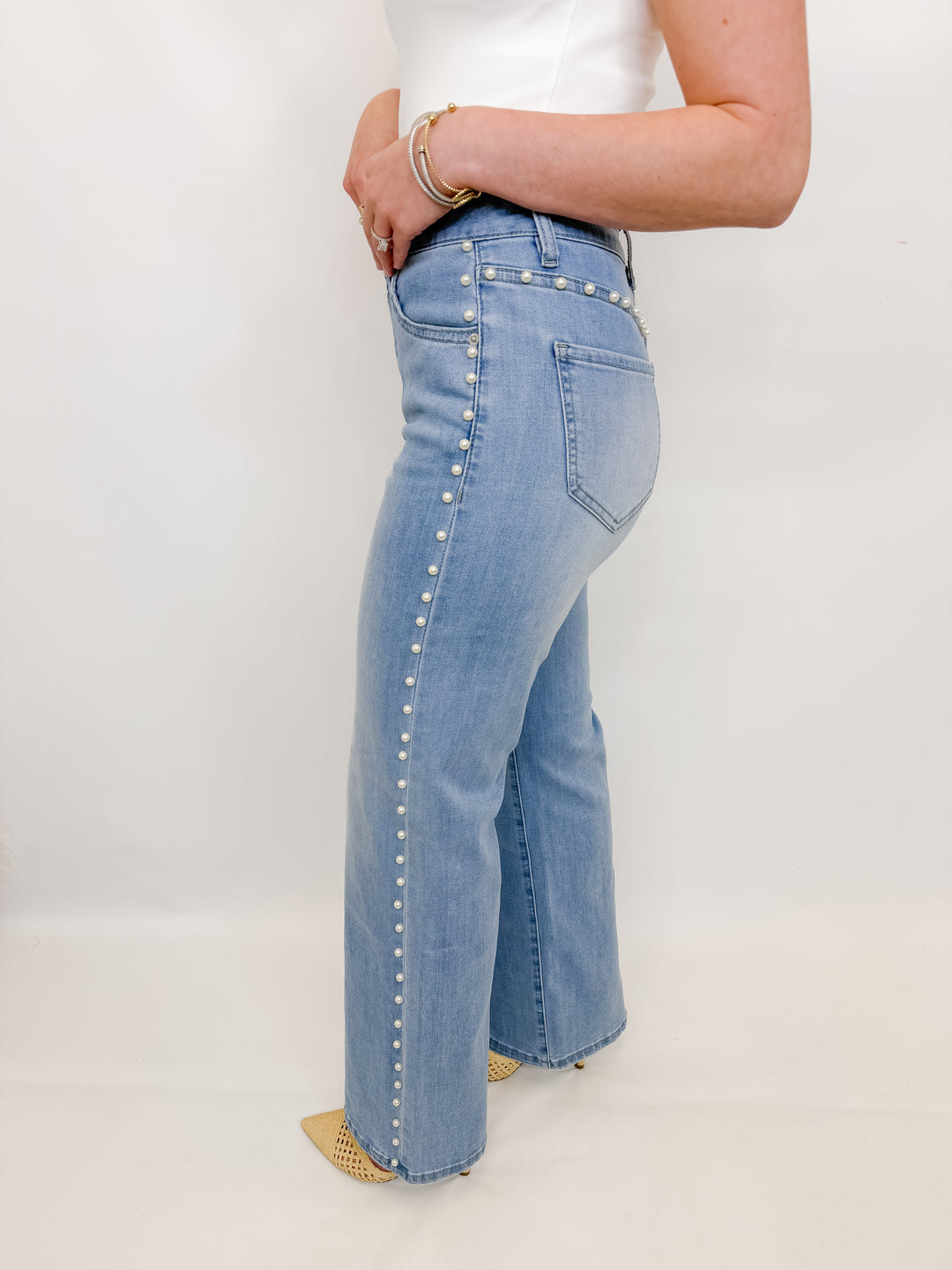 THE PEARL DETAIL WIDE LEG JEAN