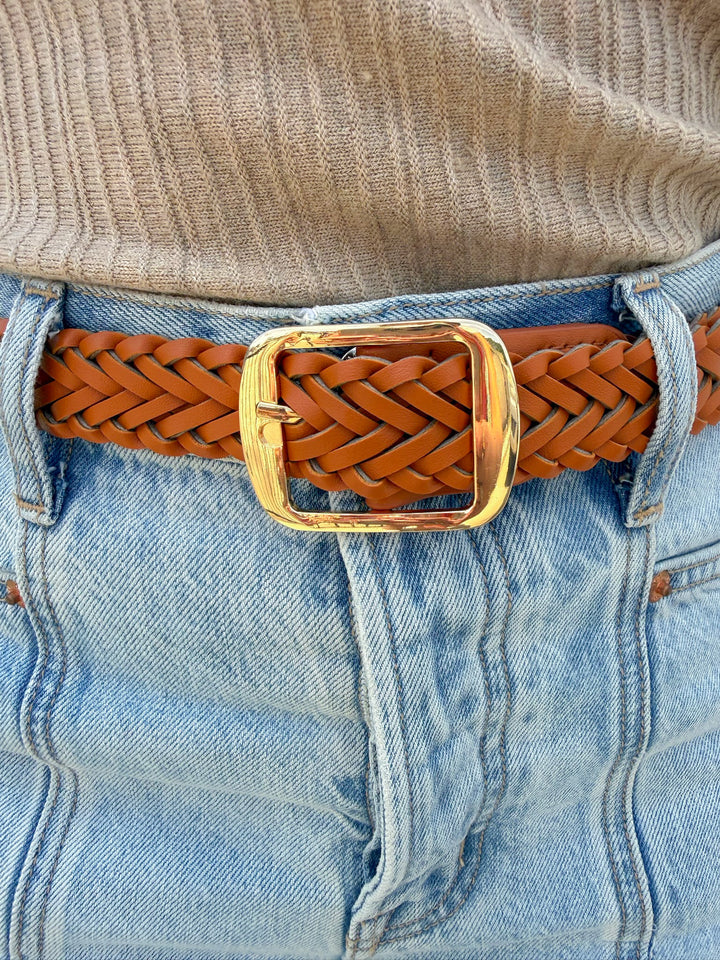 CLARE VEGAN LEATHER BRAIDED BELT