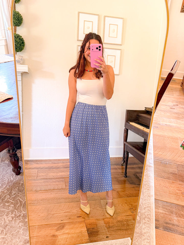 THE VIVIENNE POLKA DOT MIDI SKIRT