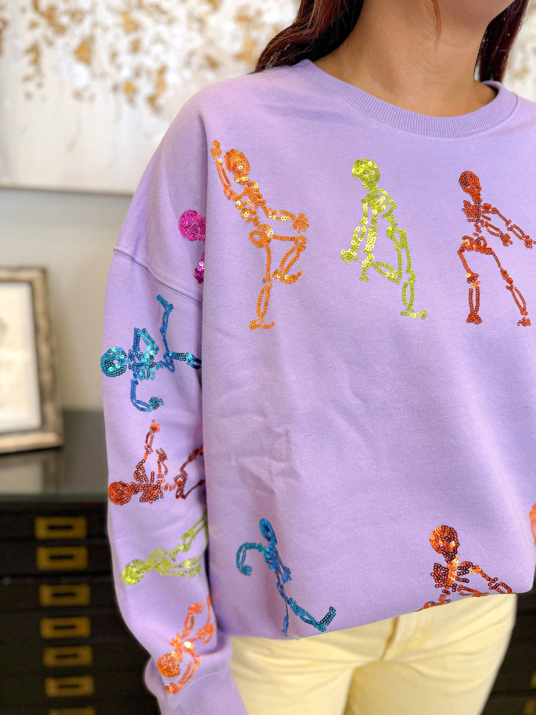 DANCING BONES SEQUIN SWEATSHIRT