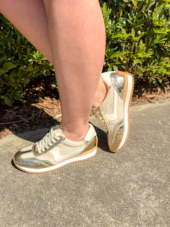 BIANCA GOLD WOVEN MESH SNEAKER