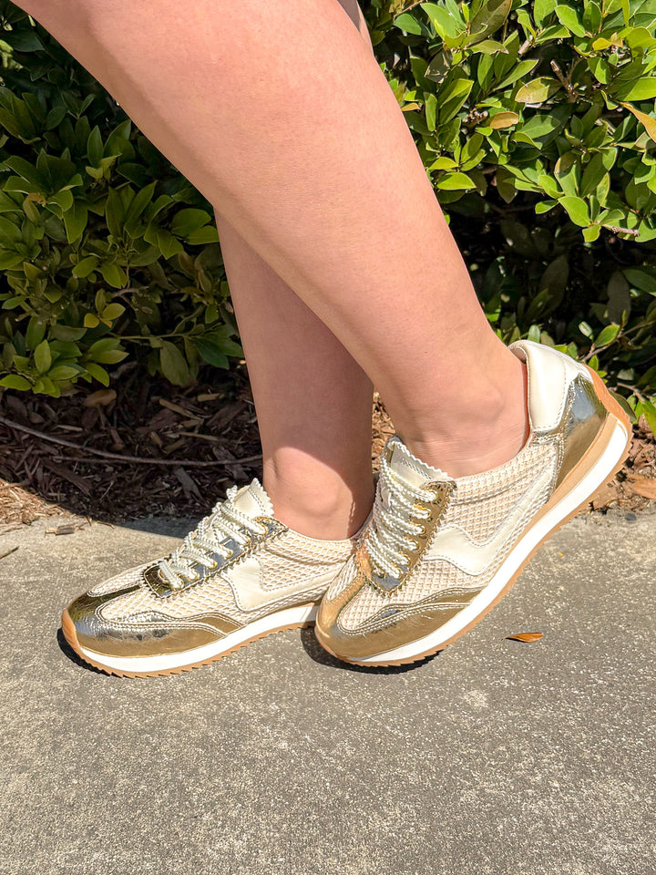 BIANCA GOLD WOVEN MESH SNEAKER