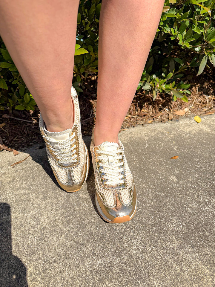 BIANCA GOLD WOVEN MESH SNEAKER