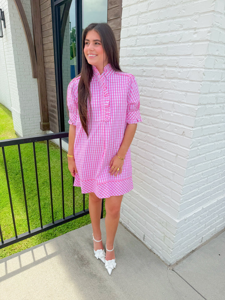 DARLING DETAILS GINGHAM DRESS