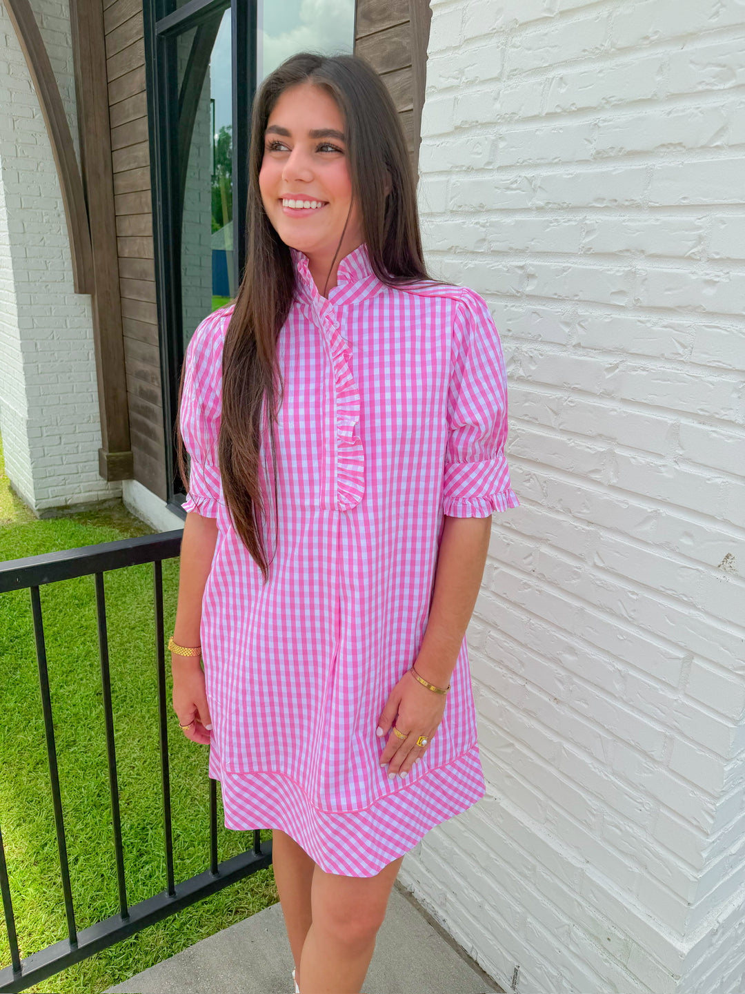 DARLING DETAILS GINGHAM DRESS