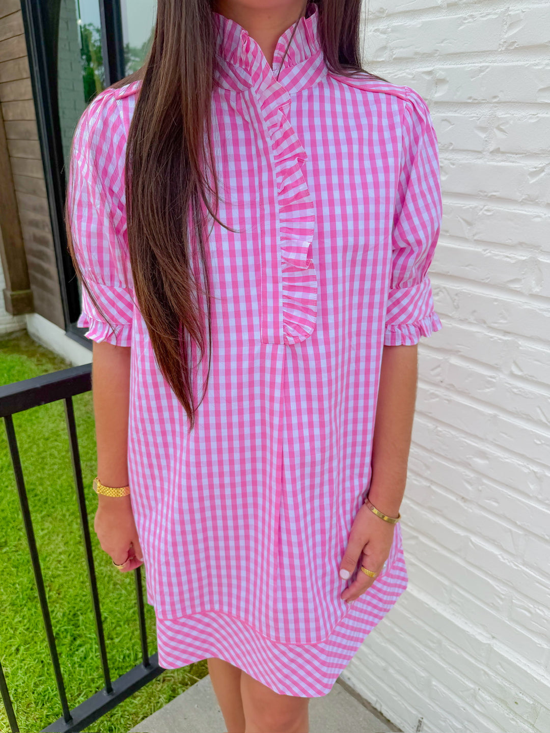 DARLING DETAILS GINGHAM DRESS