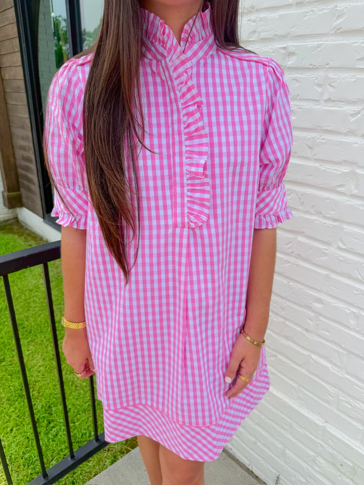 DARLING DETAILS GINGHAM DRESS