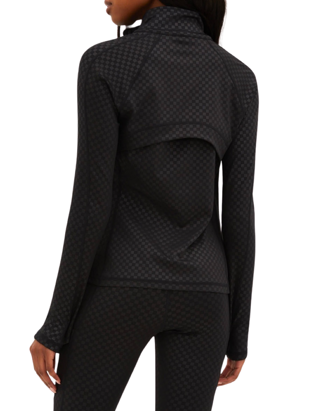 REINA RUNNING JACKET - BLACK EMBOSSED CHECK