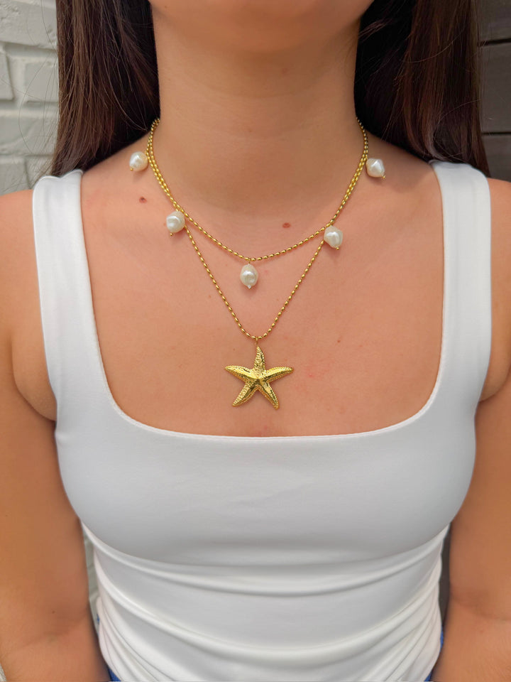 KHLOE PEARL STARFISH NECKLACE