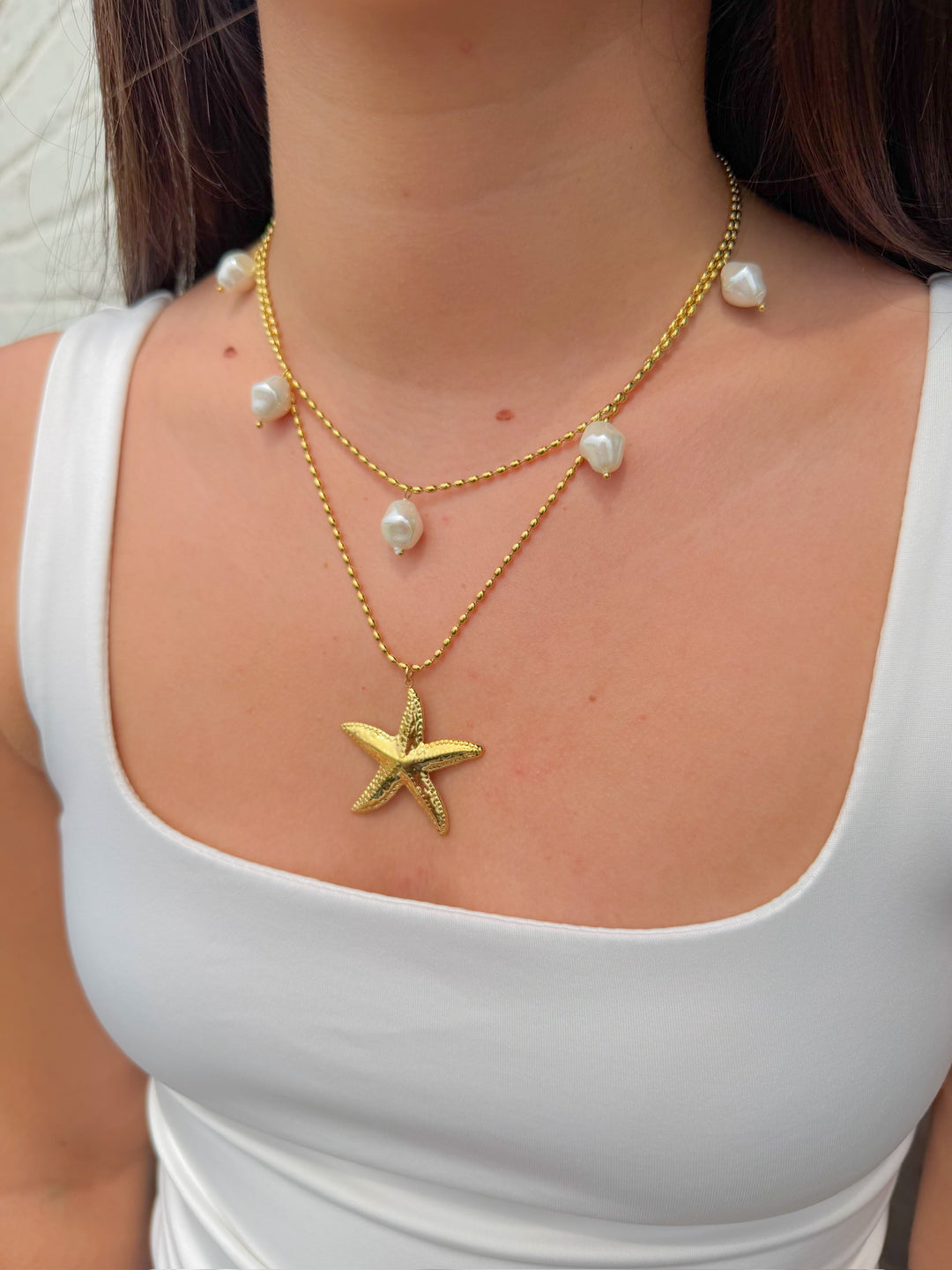 KHLOE PEARL STARFISH NECKLACE