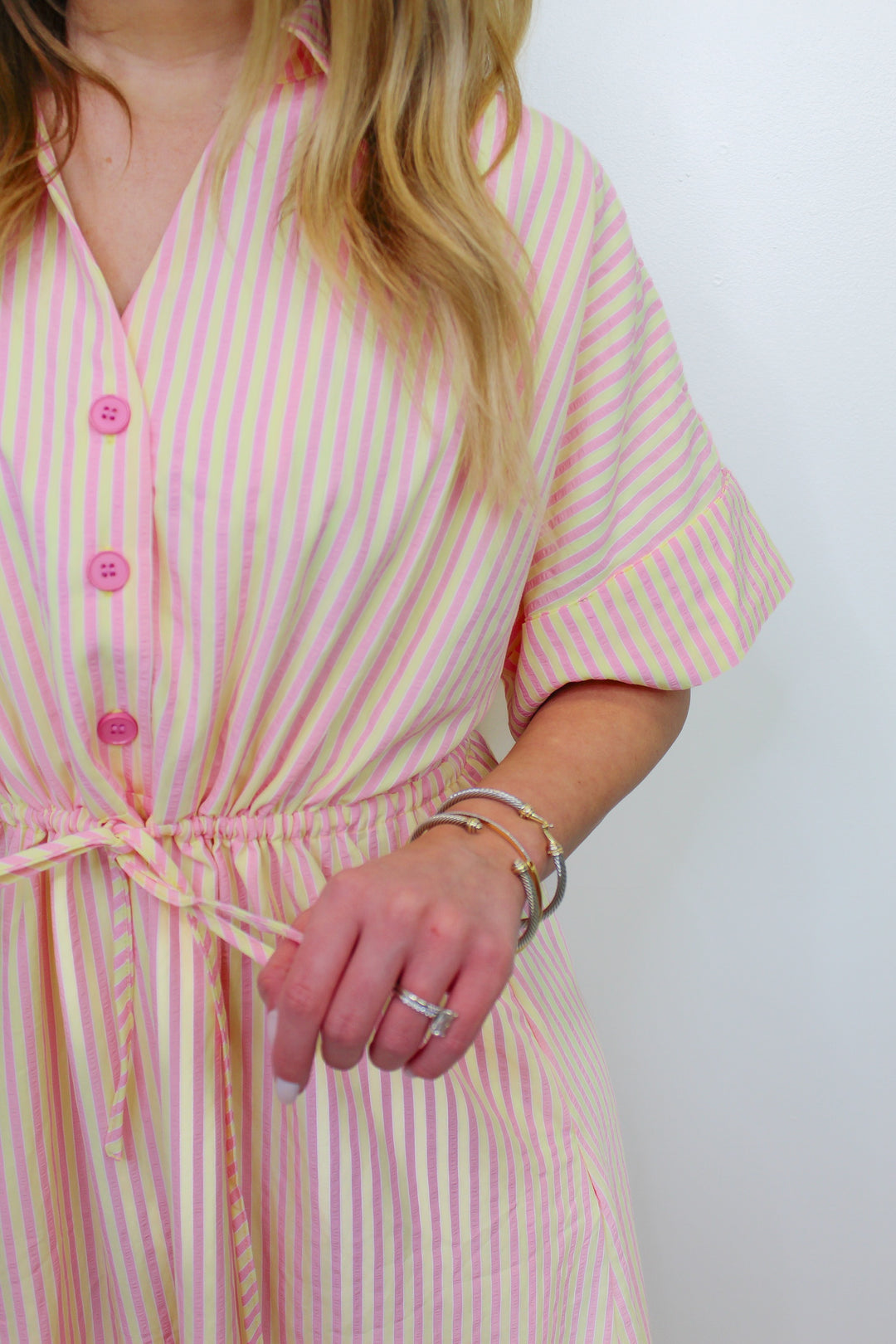 SWEET DAYS PINSTRIPE MIDI DRESS