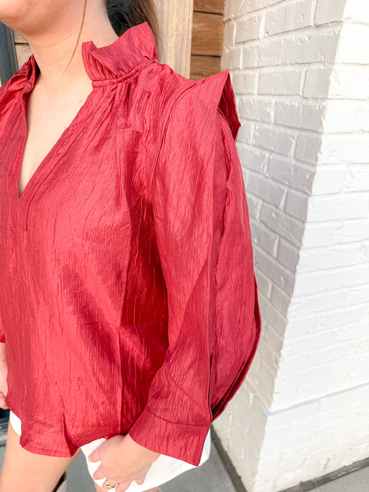 RED ROMANCE TEXTURE BLOUSE
