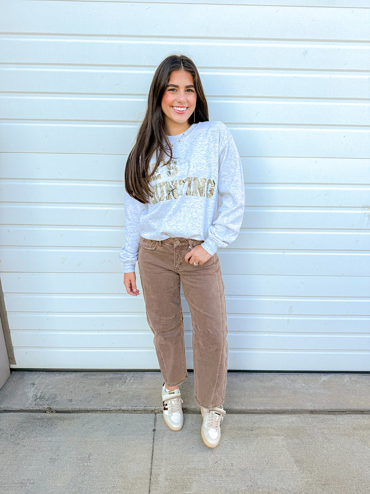 HE'S HUNTING GRAPHIC SWEATSHIRT