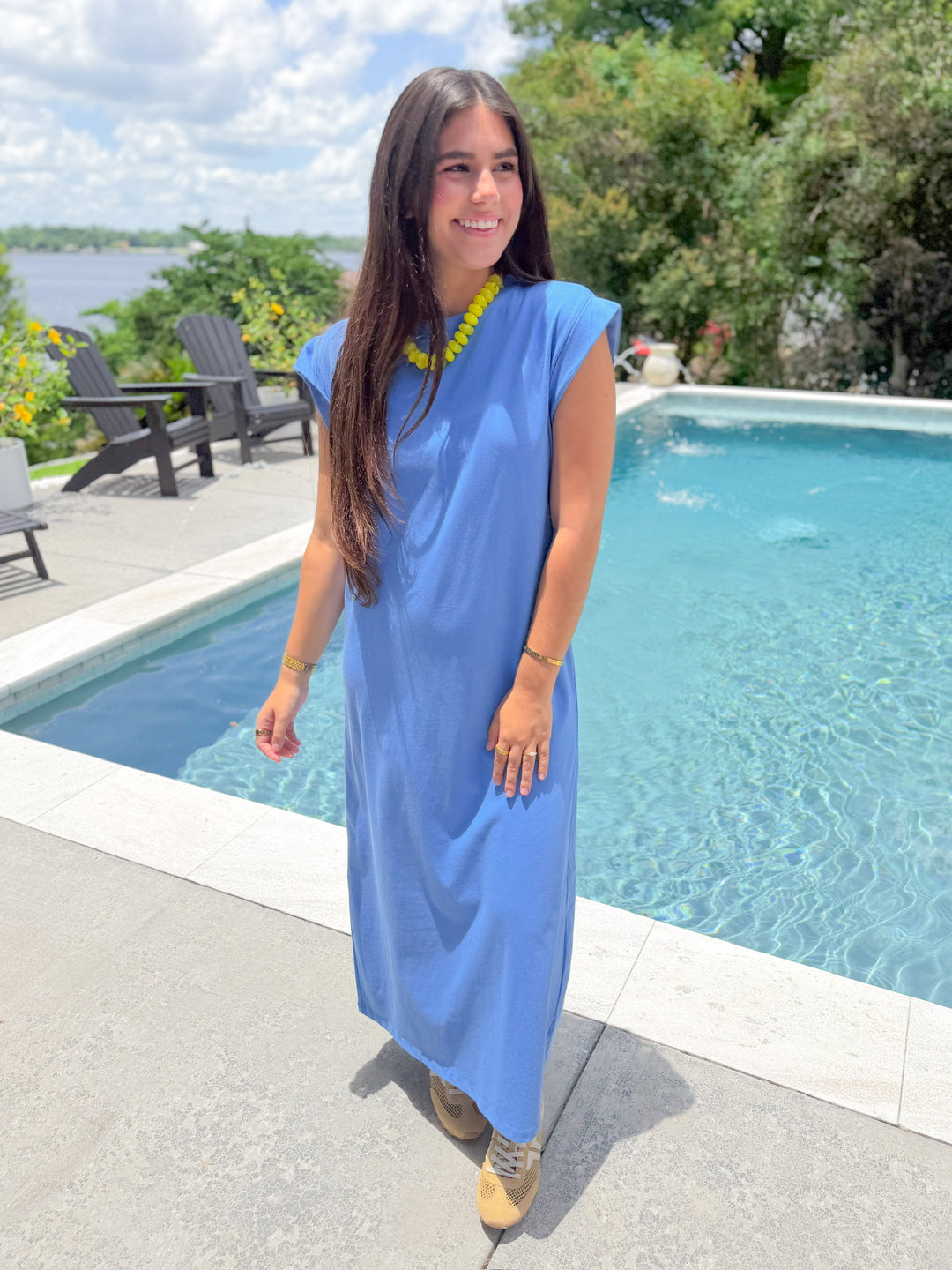 HAPPY PLACE CAP SLEEVE MIDI DRESS