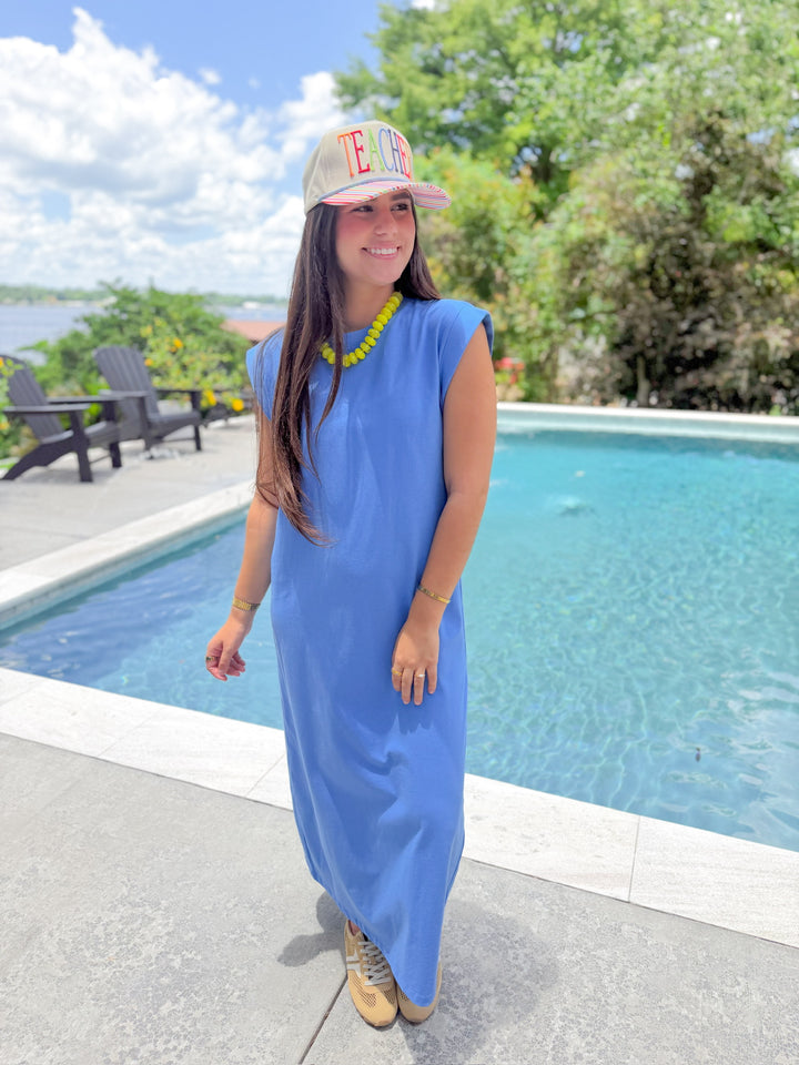 HAPPY PLACE CAP SLEEVE MIDI DRESS