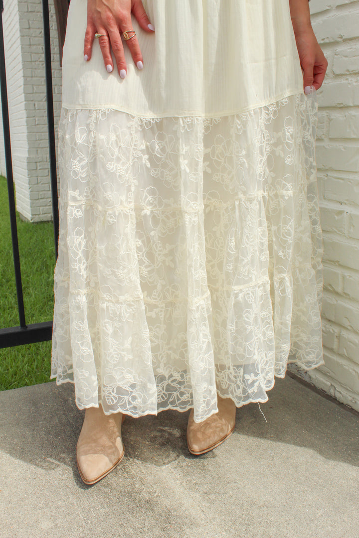 LOVELY IN LACE TRIM MAXI SKIRT