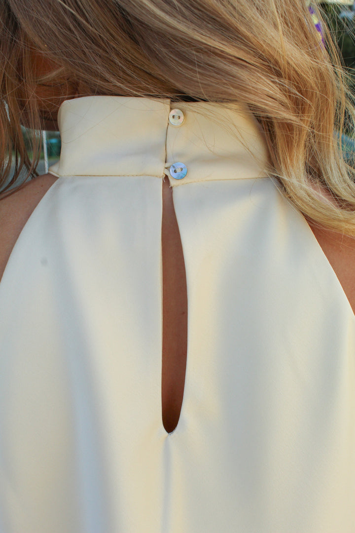 HEART EYES LACE LINED ASYMMETRICAL HALTER NECK