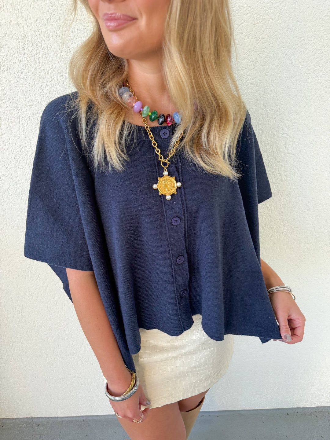 PRE-ORDER: SHORT SLEEVE PONCHO CARDIGAN