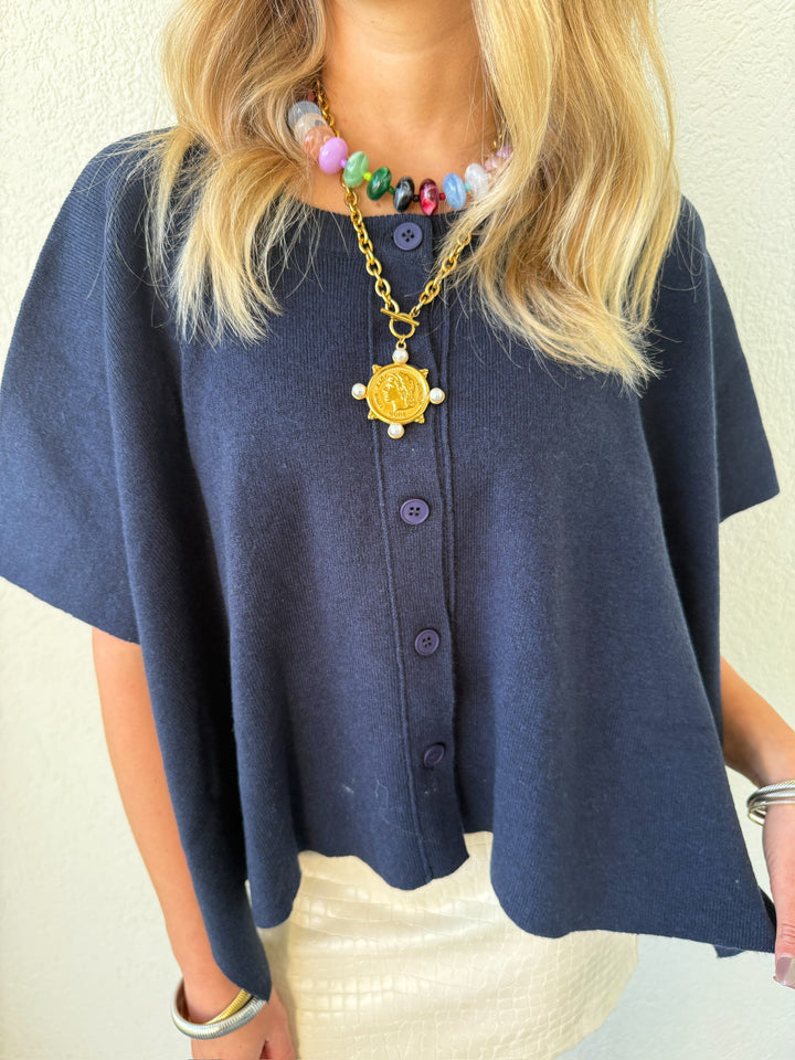 PRE-ORDER: SHORT SLEEVE PONCHO CARDIGAN