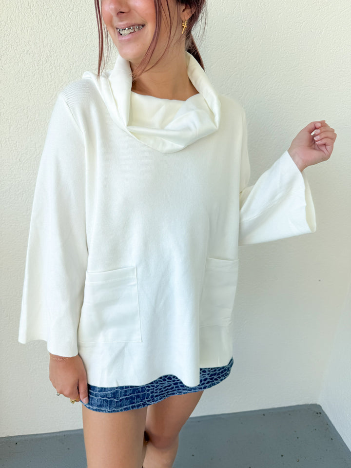 WINTER WHITE MOCK NECK KNIT