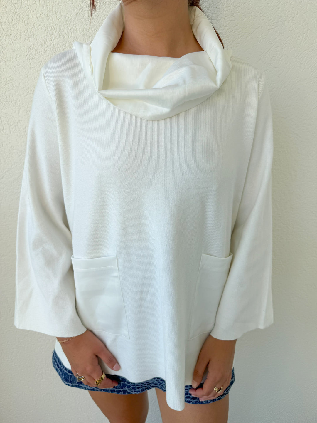 WINTER WHITE MOCK NECK KNIT