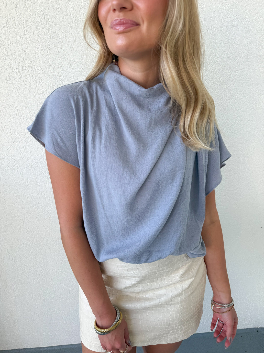 PRE-ORDER: COWL NECK CAP SLEEVE TOP
