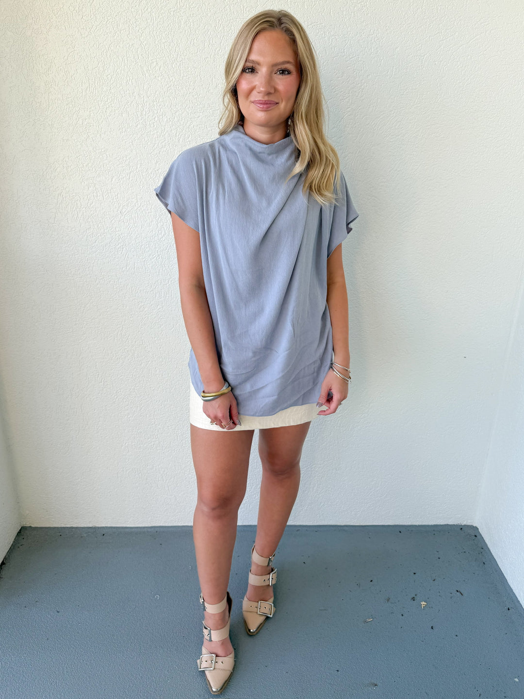 PRE-ORDER: COWL NECK CAP SLEEVE TOP