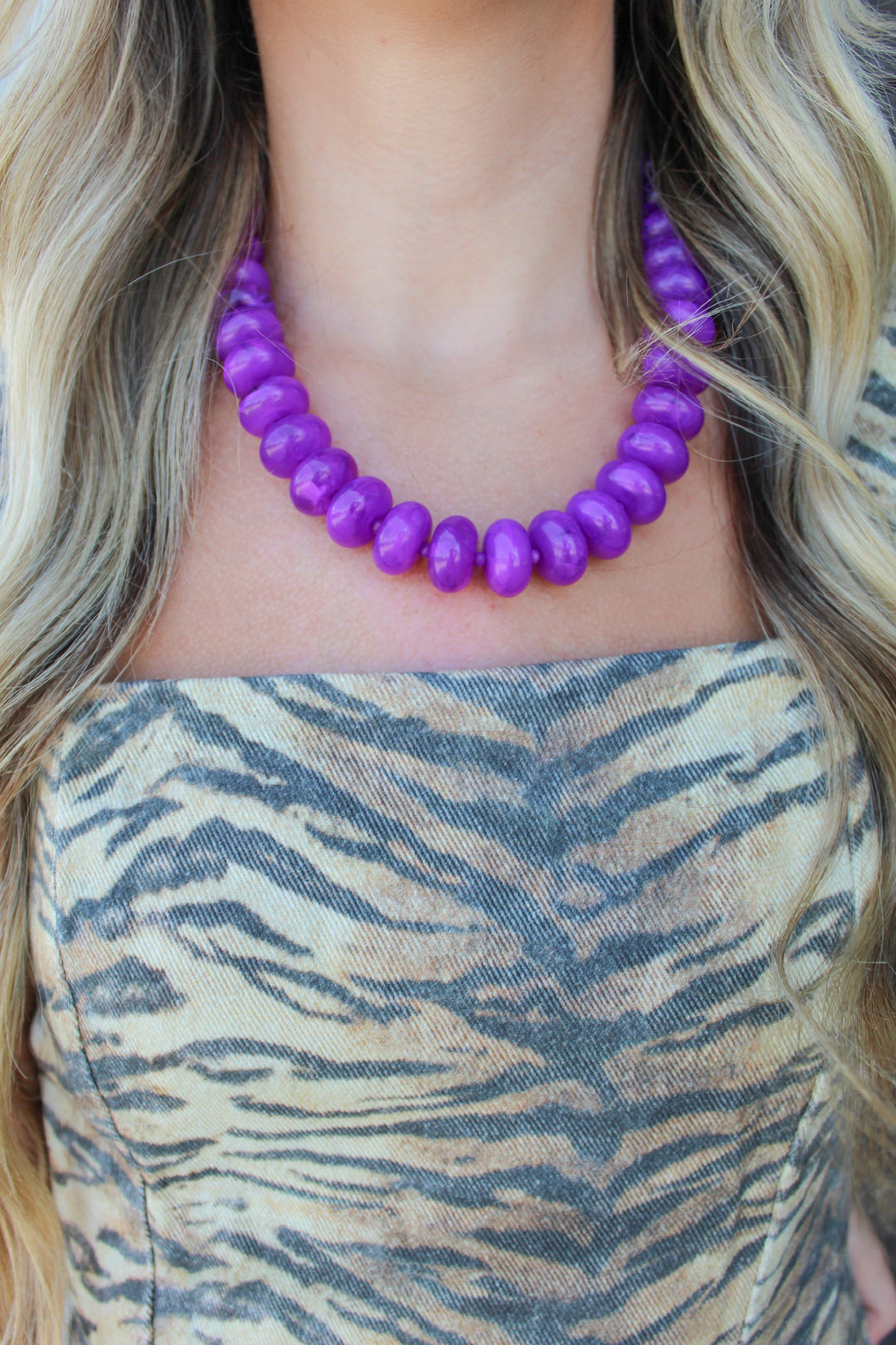 GAME TIME PURPLE BEADED NECKLACE