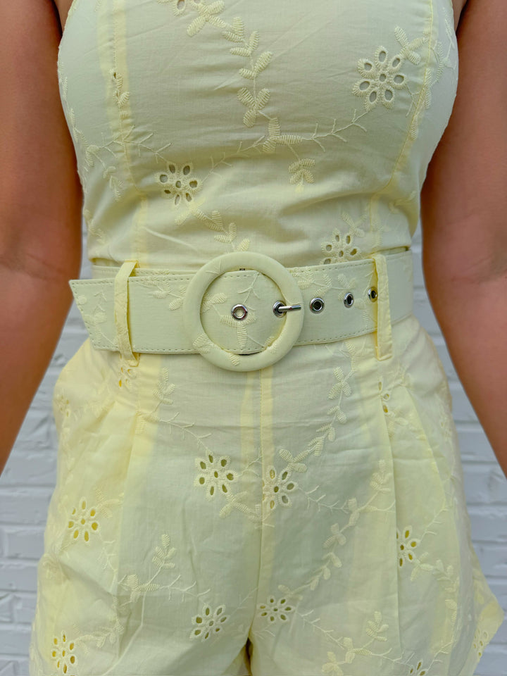 RAY OF SUNSHINE STRAPLESS ROMPER
