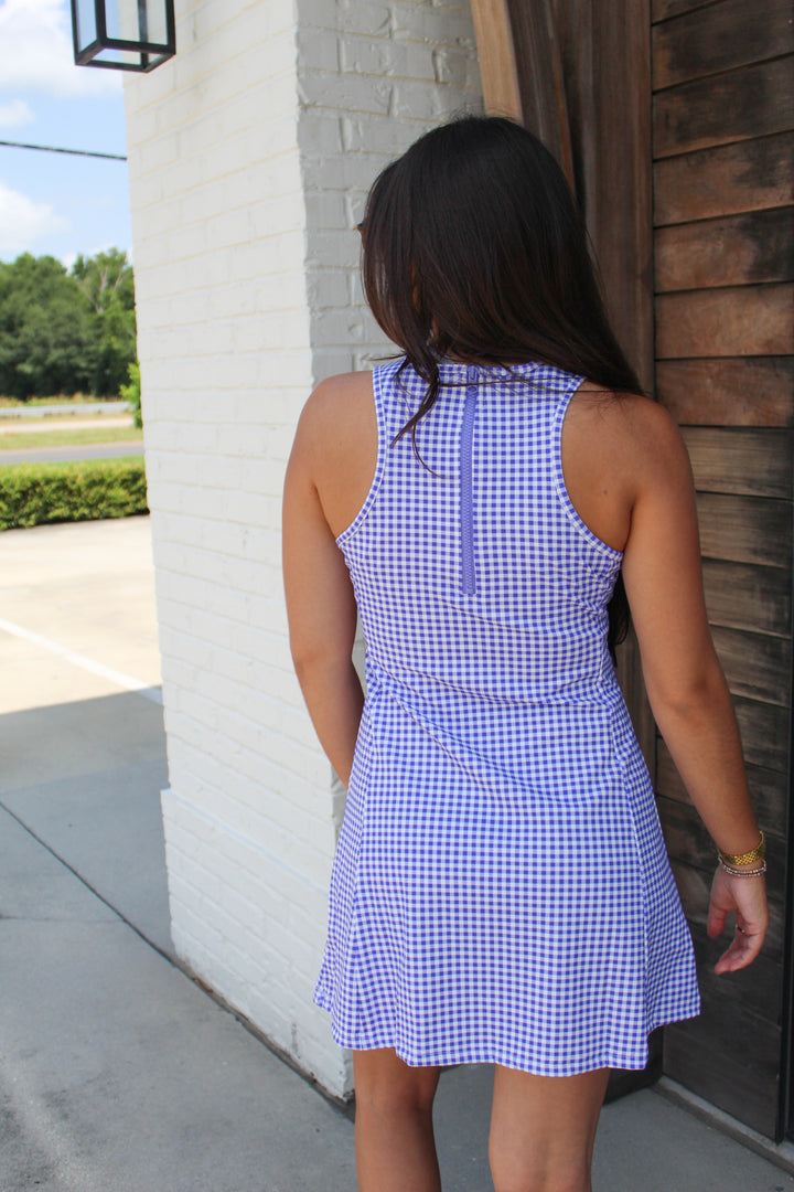 GEAUX GIRL LSU GINGHAM ACTIVE DRESS