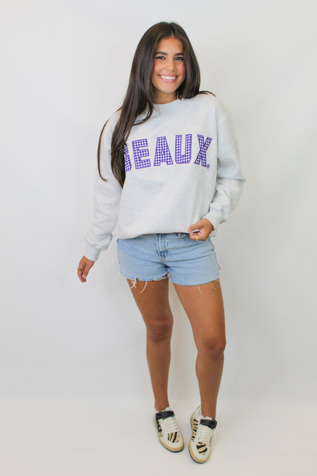 SATURDAY NIGHT GEAUX MOCK NECK SWEATSHIRT