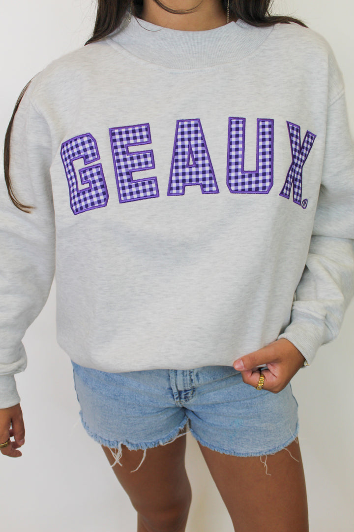 SATURDAY NIGHT GEAUX MOCK NECK SWEATSHIRT