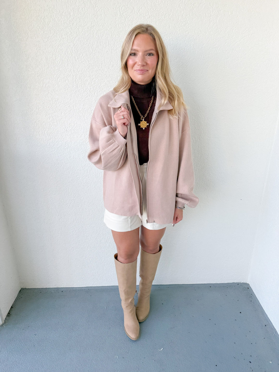 MARIE MOCK NECK SWEATER JACKET