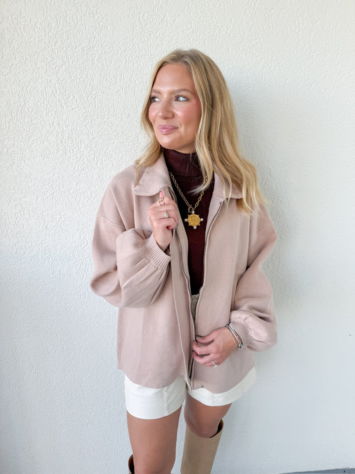 MARIE MOCK NECK SWEATER JACKET