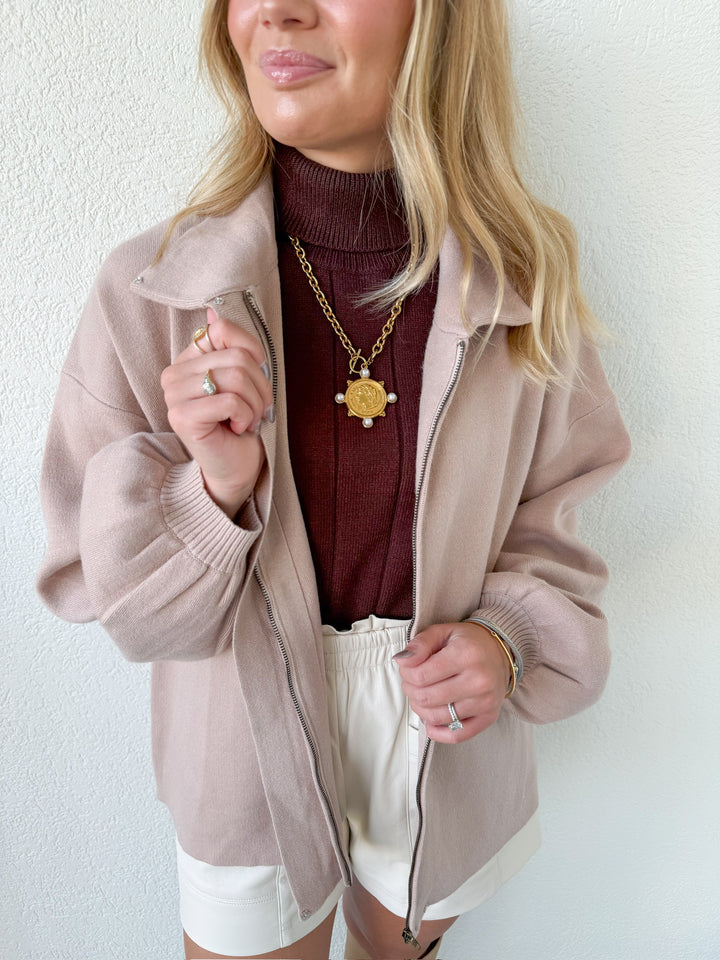 MARIE MOCK NECK SWEATER JACKET