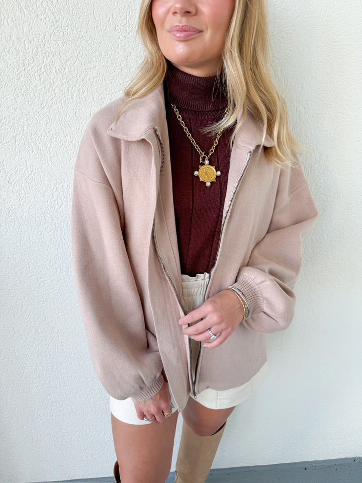 MARIE MOCK NECK SWEATER JACKET